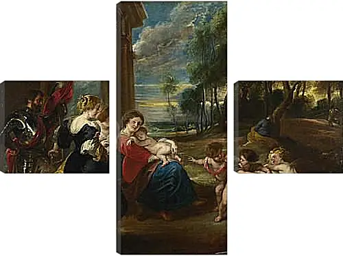 Модульная картина - The Holy Family with Saints in a Landscape. Питер Пауль Рубенс