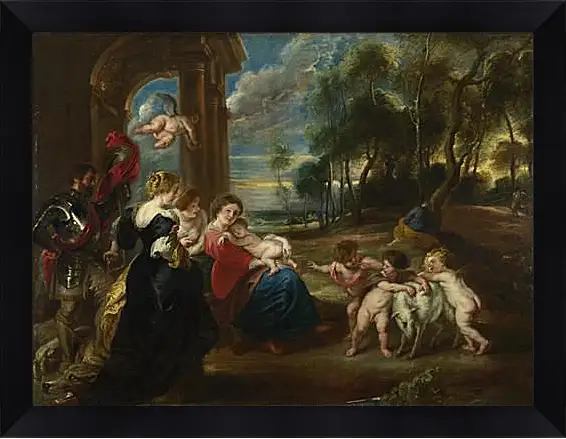 Картина в раме - The Holy Family with Saints in a Landscape. Питер Пауль Рубенс