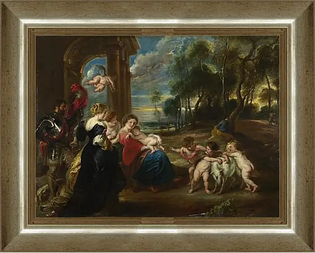 Картина в раме - The Holy Family with Saints in a Landscape. Питер Пауль Рубенс