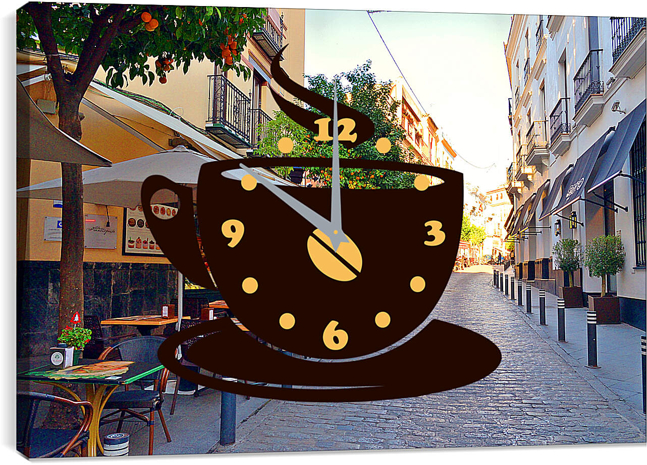 Часы картина - Кафе в Испании
