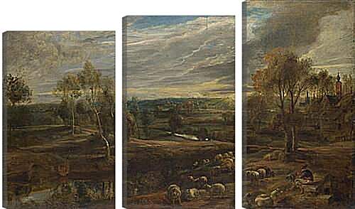 Модульная картина - A Landscape with a Shepherd and his Flock. Питер Пауль Рубенс