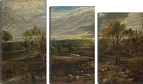 Модульная картина - A Landscape with a Shepherd and his Flock. Питер Пауль Рубенс