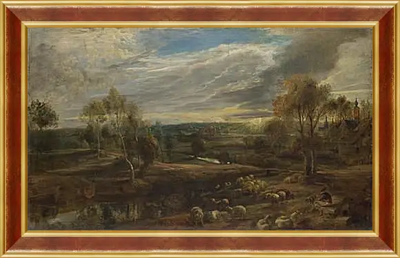 Картина в раме - A Landscape with a Shepherd and his Flock. Питер Пауль Рубенс