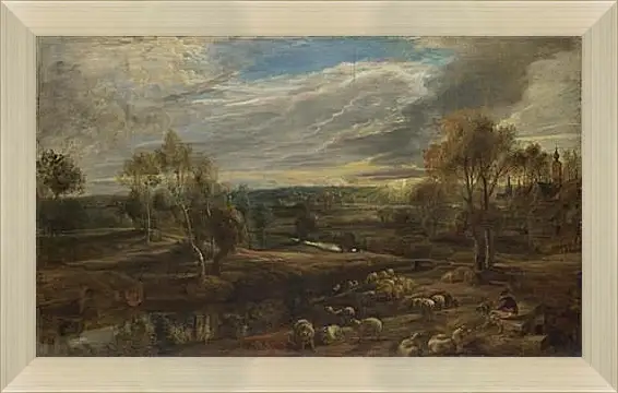 Картина в раме - A Landscape with a Shepherd and his Flock. Питер Пауль Рубенс