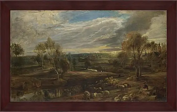 Картина в раме - A Landscape with a Shepherd and his Flock. Питер Пауль Рубенс