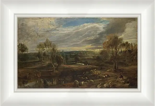 Картина в раме - A Landscape with a Shepherd and his Flock. Питер Пауль Рубенс