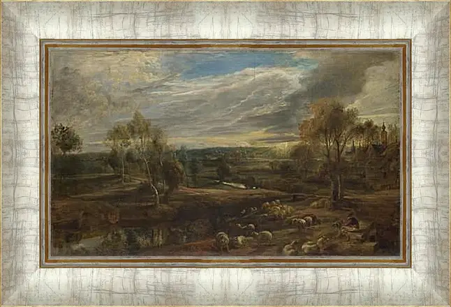 Картина в раме - A Landscape with a Shepherd and his Flock. Питер Пауль Рубенс