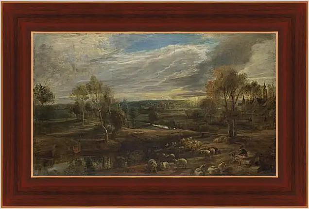 Картина в раме - A Landscape with a Shepherd and his Flock. Питер Пауль Рубенс