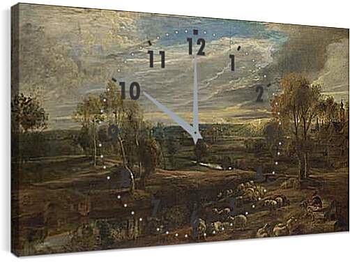 Часы картина - A Landscape with a Shepherd and his Flock. Питер Пауль Рубенс