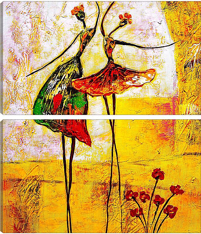 Модульная картина - Две девушки танцуют