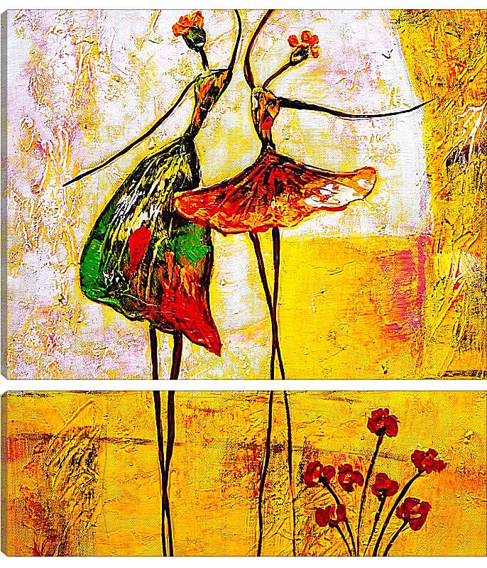 Модульная картина - Две девушки танцуют