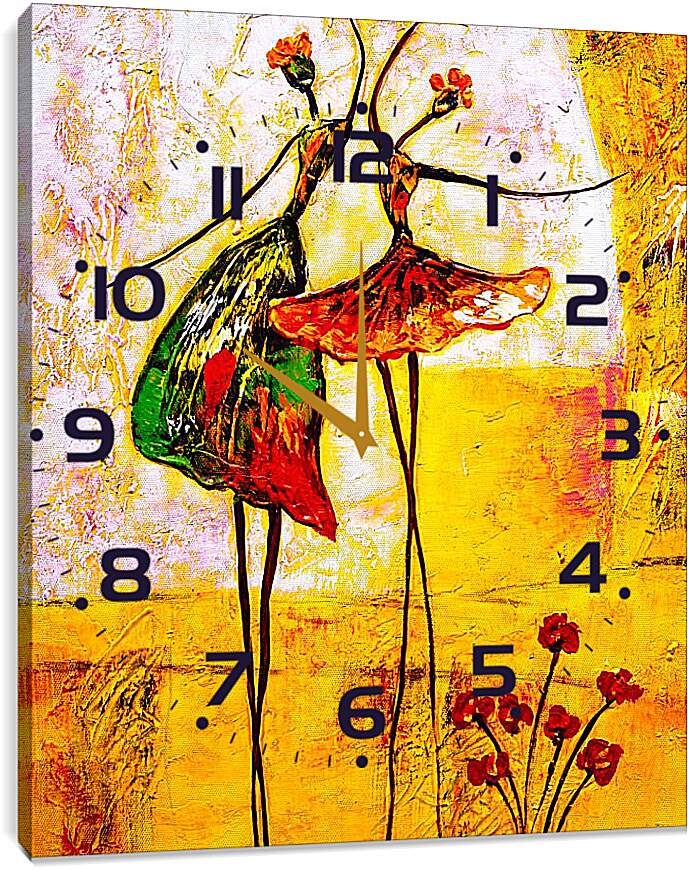 Часы картина - Две девушки танцуют