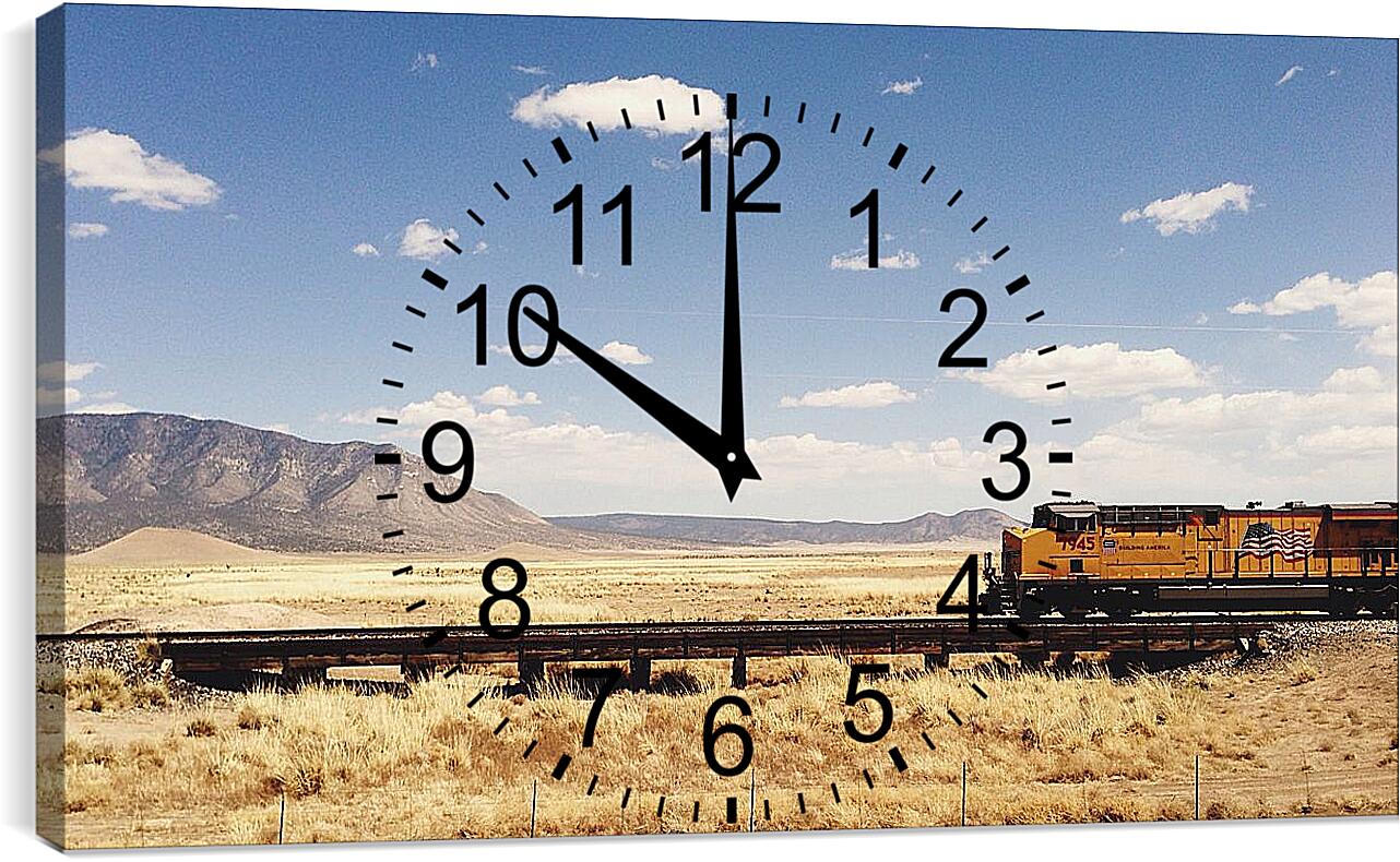 Часы картина - Американский поезд в прерии