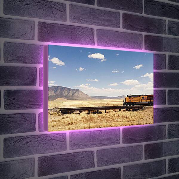 Лайтбокс световая панель - Американский поезд в прерии