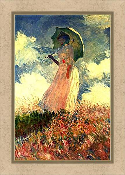 Картина в раме - Woman With Sunshade. Клод Моне