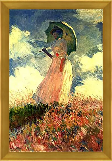 Картина в раме - Woman With Sunshade. Клод Моне