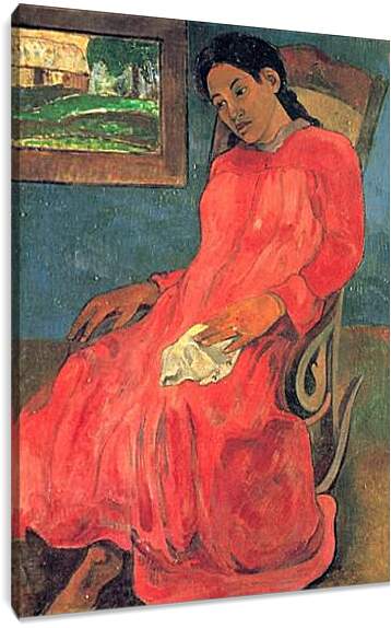 Постер и плакат - Reverie ou La Femme a la robe rouge. Поль Гоген