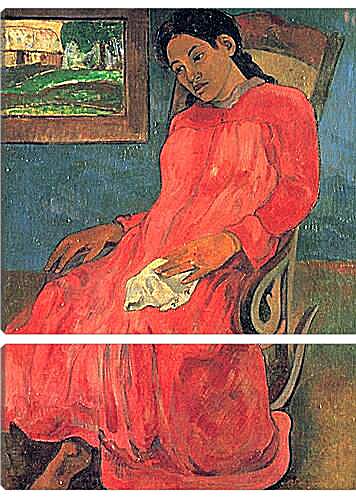 Модульная картина - Reverie ou La Femme a la robe rouge. Поль Гоген