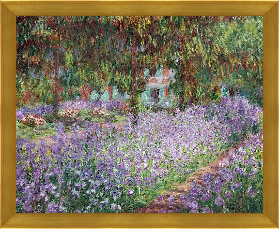Картина в раме - Ирисовый сад. Клод Моне