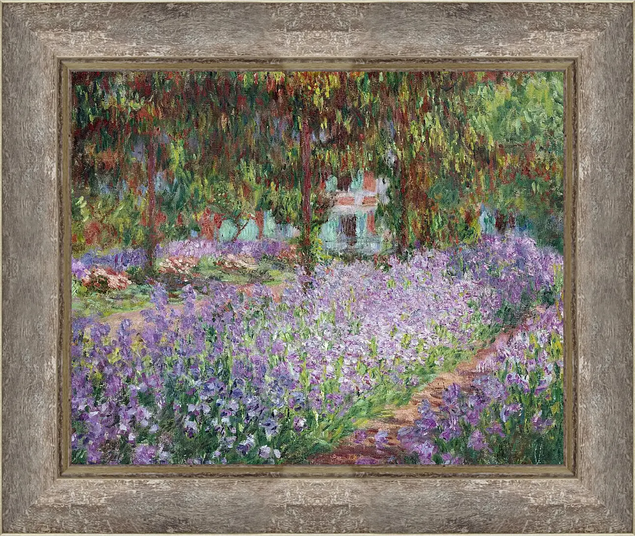 Картина в раме - Ирисовый сад. Клод Моне