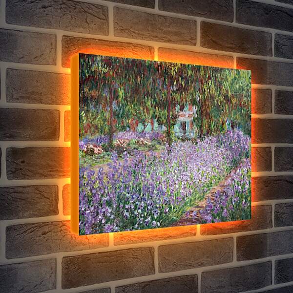 Лайтбокс световая панель - ирисовый сад. Клод Моне