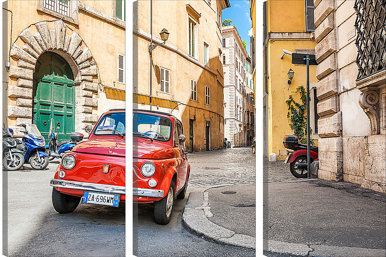 Модульная картина - Fiat Nuova 500 на улице Рима