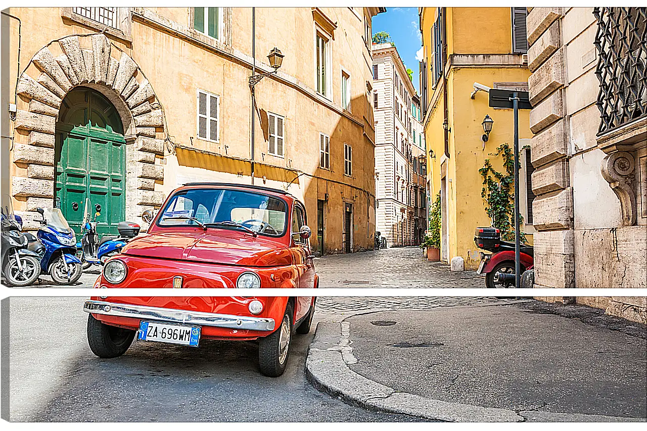 Модульная картина - Fiat Nuova 500 на улице Рима