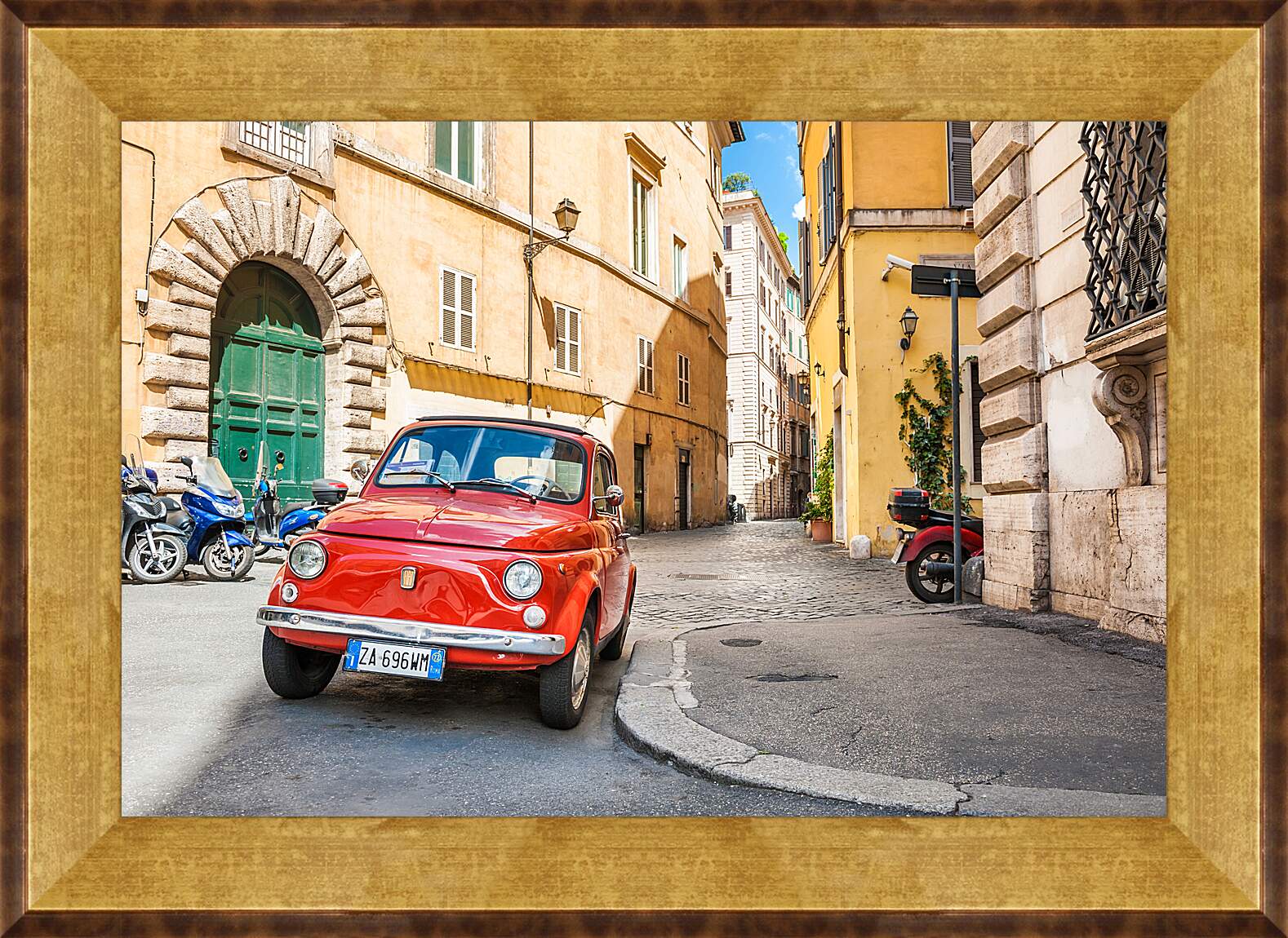 Картина в раме - Fiat Nuova 500 на улице Рима