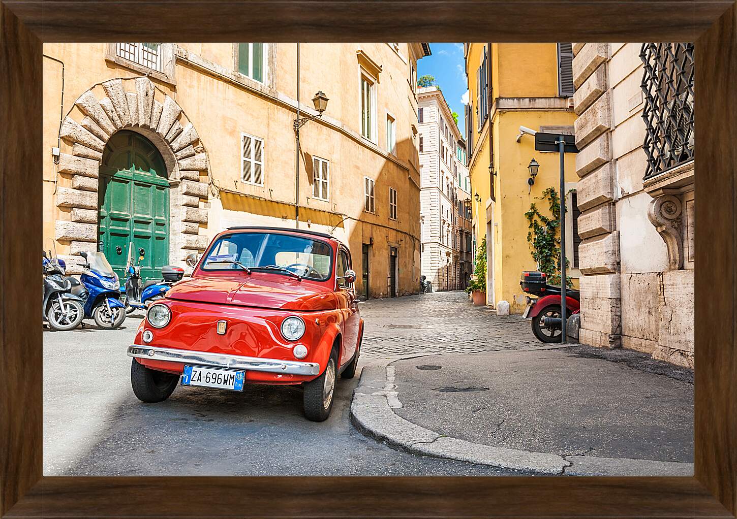Картина в раме - Fiat Nuova 500 на улице Рима