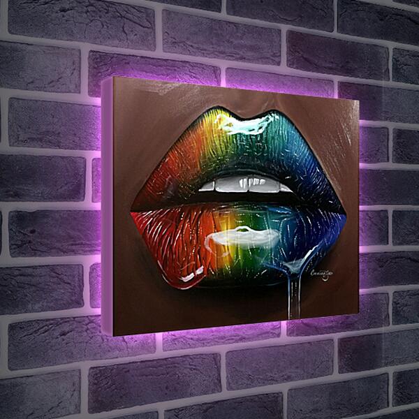 Лайтбокс световая панель - Разноцветные губы