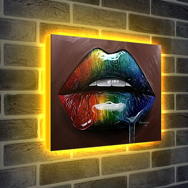 Лайтбокс световая панель - Разноцветные губы