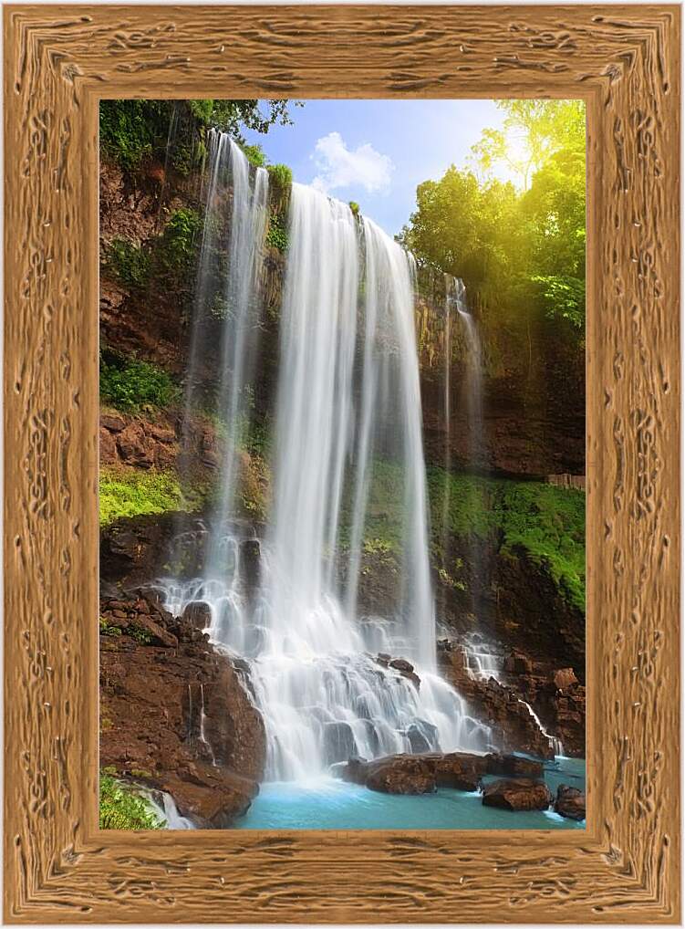 Картина в раме - Белый струи водопада