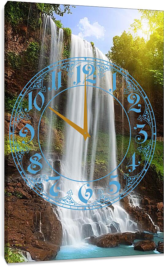 Часы картина - Белый струи водопада
