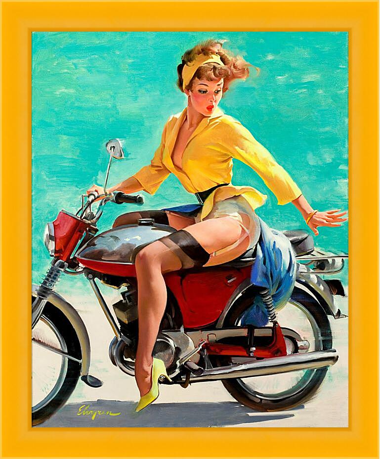 Картина в раме - На мотоцикле