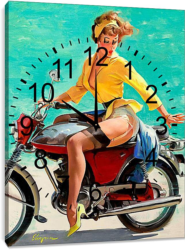 Часы картина - На мотоцикле