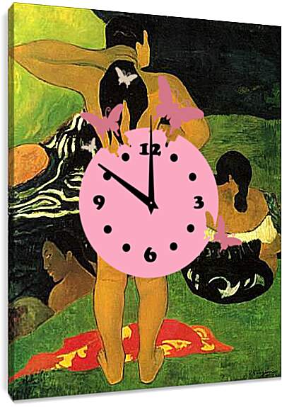 Часы картина - Tahitiennes sur la plage. Поль Гоген