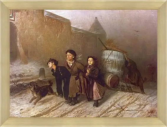 Картина в раме - Тройка. Перов Василий