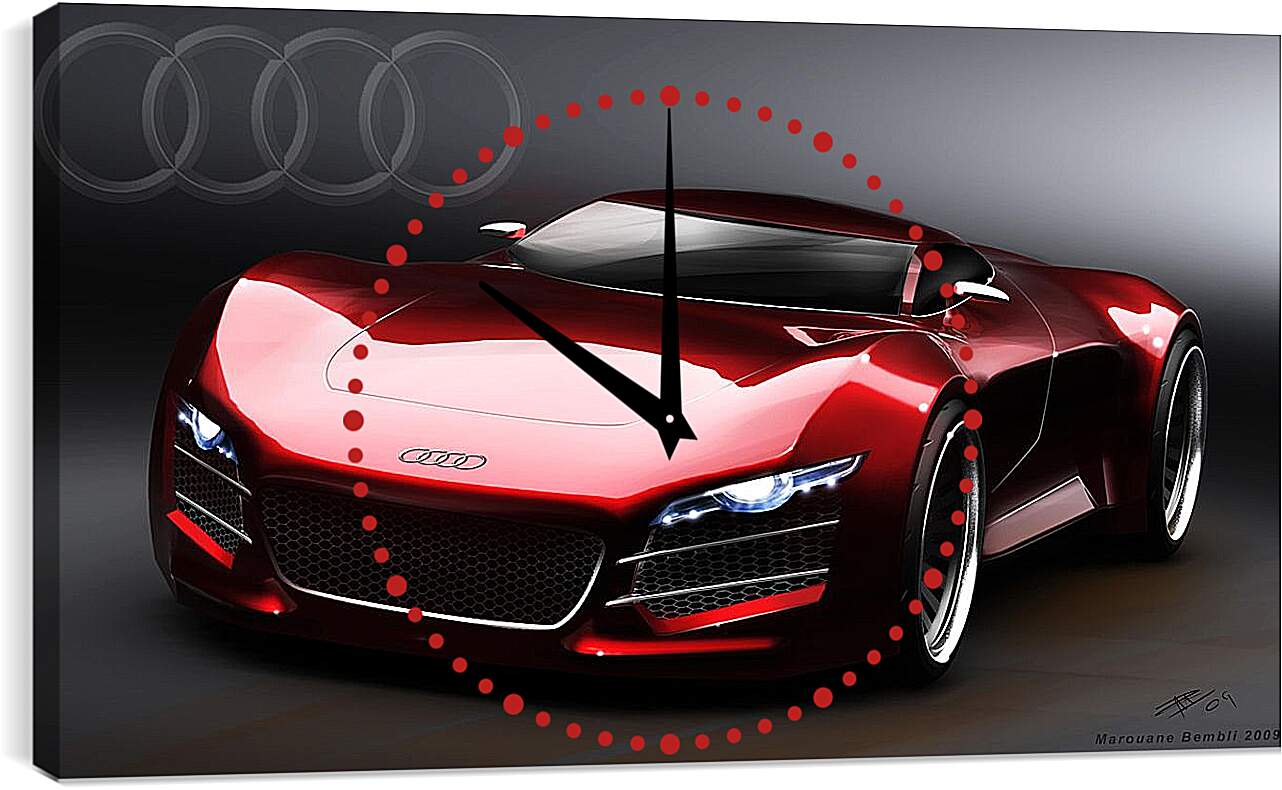 Часы картина - Красный автомобиль