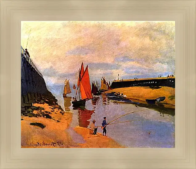 Картина в раме - Entrance to the Port of Trouville. Клод Моне