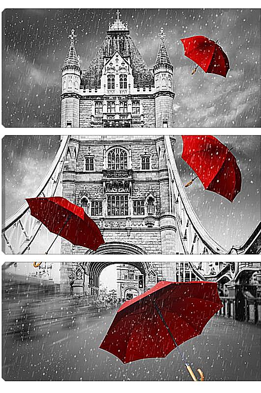 Модульная картина - Красные зонты