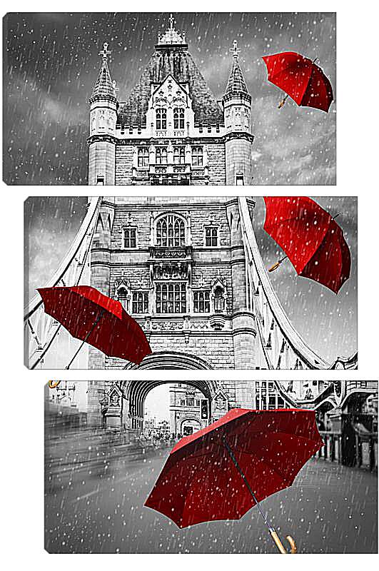 Модульная картина - Красные зонты
