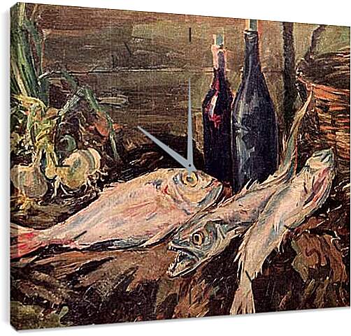 Часы картина - Натюрморт с рыбами. Коровин Константин
