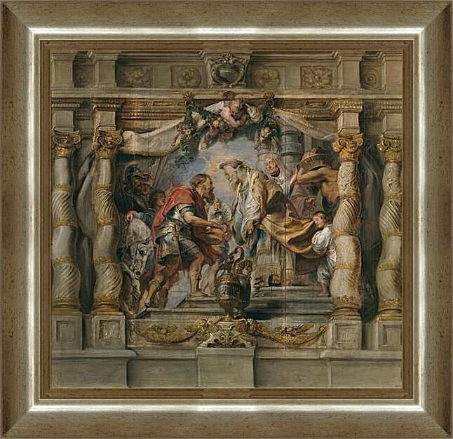 Картина в раме - Abraham ofrece el diezmo a Melquisedec. Питер Пауль Рубенс