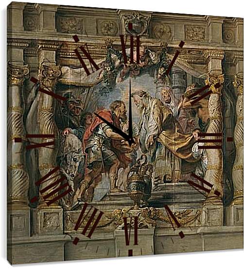 Часы картина - Abraham ofrece el diezmo a Melquisedec. Питер Пауль Рубенс
