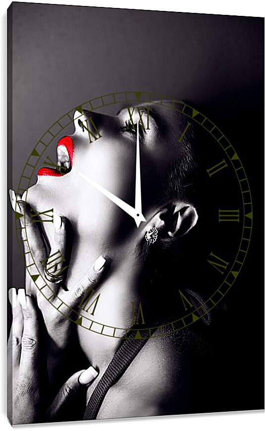 Часы картина - Красная помада