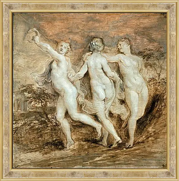 Картина в раме - The Three Graces. Питер Пауль Рубенс