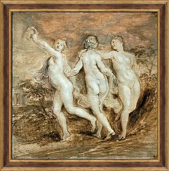 Картина в раме - The Three Graces. Питер Пауль Рубенс