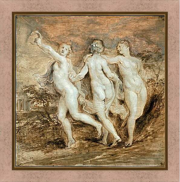 Картина в раме - The Three Graces. Питер Пауль Рубенс