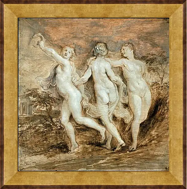 Картина в раме - The Three Graces. Питер Пауль Рубенс