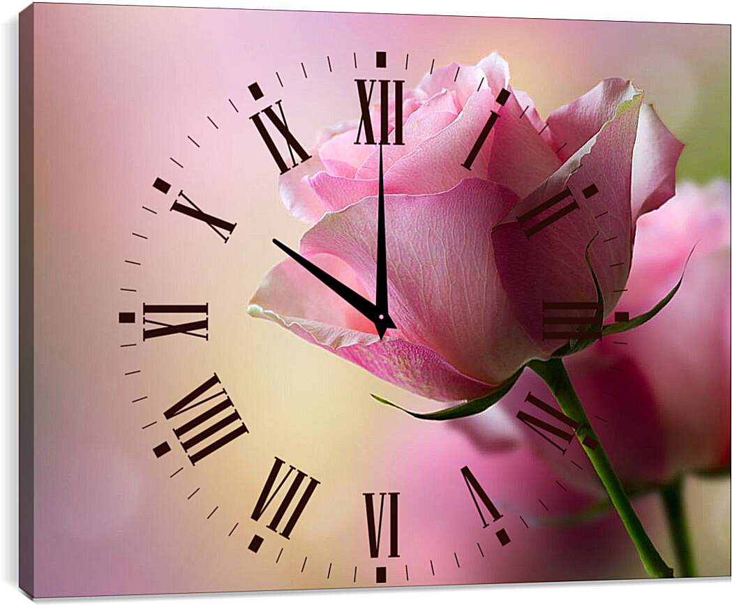 Часы картина - Розовая роза